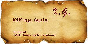 Kánya Gyula névjegykártya